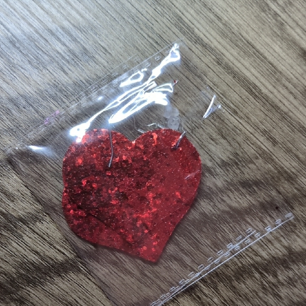 Red Glitter Heart Patch